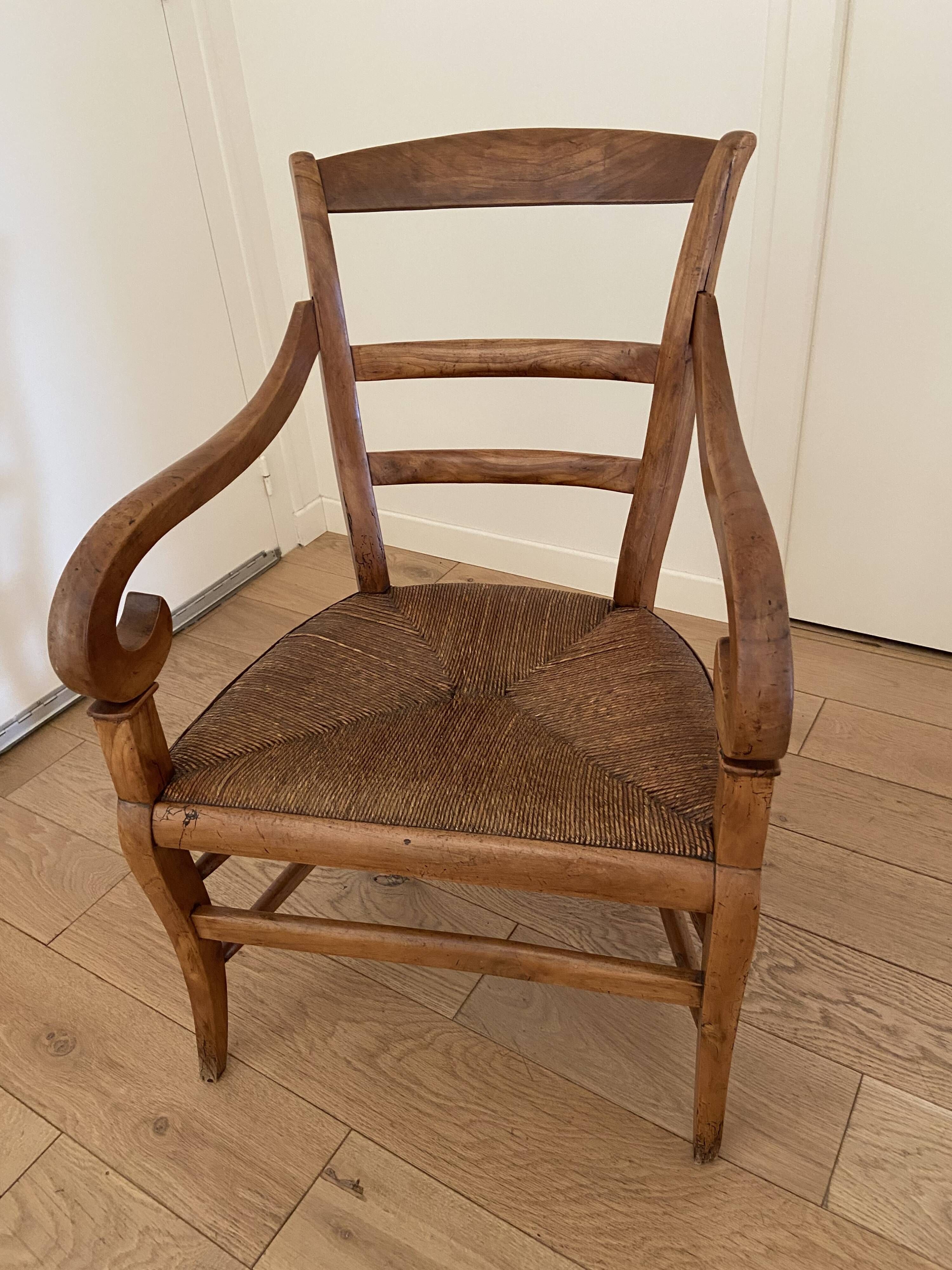Fauteuil paillé Louis Philippe
