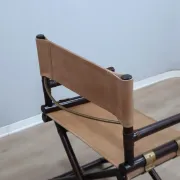 McGuire Bamboo Leather Director Chair Vintage 1950s
