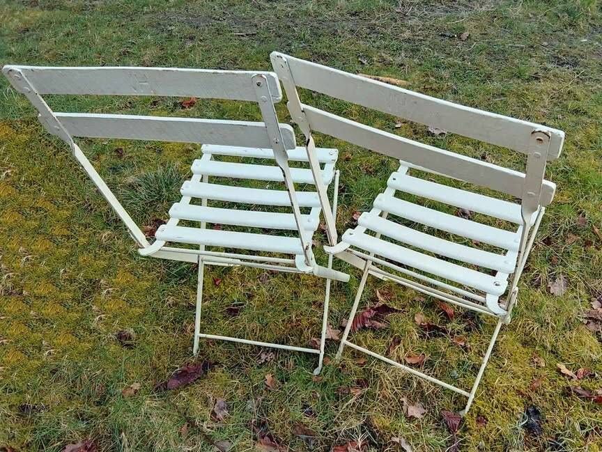 Set of two antique folding garden chairs, ideal for small balconies