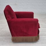 1970s, Danish lounge chair, original condition, cherry-red velour fabric.