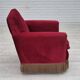 Chaise longue danoise des années 1970, état d'origine, tissu velours rouge cerise.