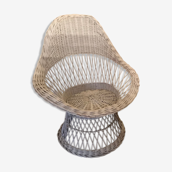 Vintage rattan chair shaped basket