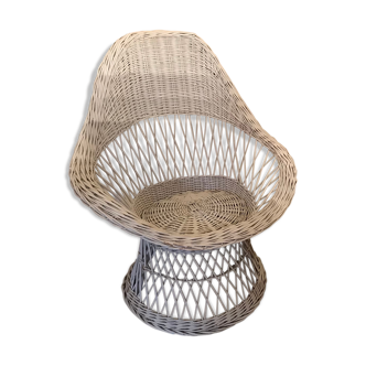 Vintage rattan chair shaped basket
