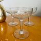 Set of 3 antique floral decoration champagne glasses