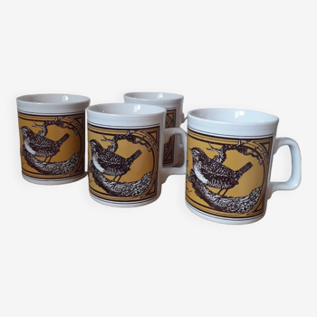 4 jolis mugs anglais en céramique des années 70