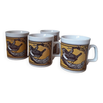 4 jolis mugs anglais en céramique des années 70