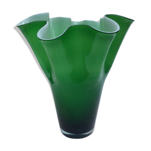 Vase mouchoir en verre - vert