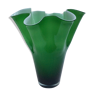 Vase mouchoir en verre patte de verre couleur vert et blanc