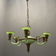 Art Deco Italian Green Opaline Glass Light Pendant