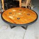 Large industrial coffee table metal and wood drum