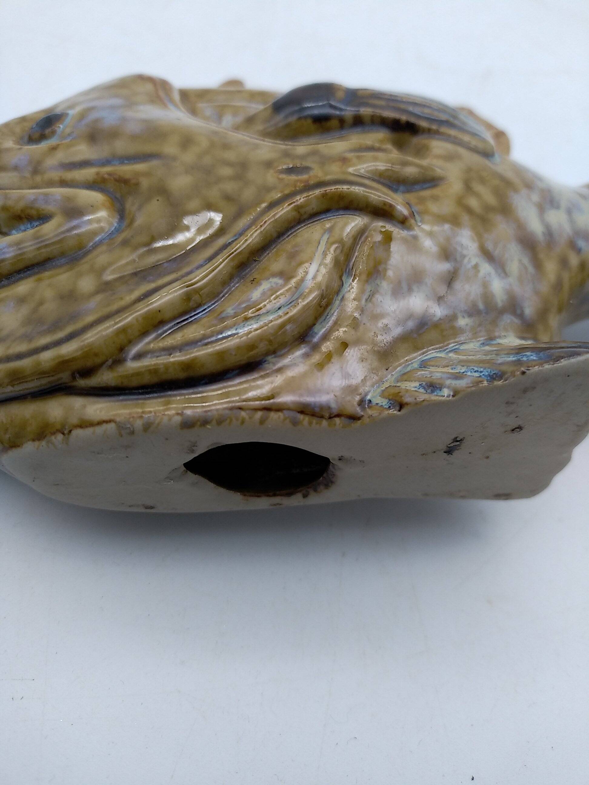Glazed ceramic fish. Monkfish or monkfish. Can be used as a soliflore.
