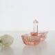Servant salt pepper in pink glass, molded glass, vintage french, authentic