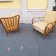 Armchairs in Wood and Yellow Fabric from Paolo Buffa, 1940s, Set of 2