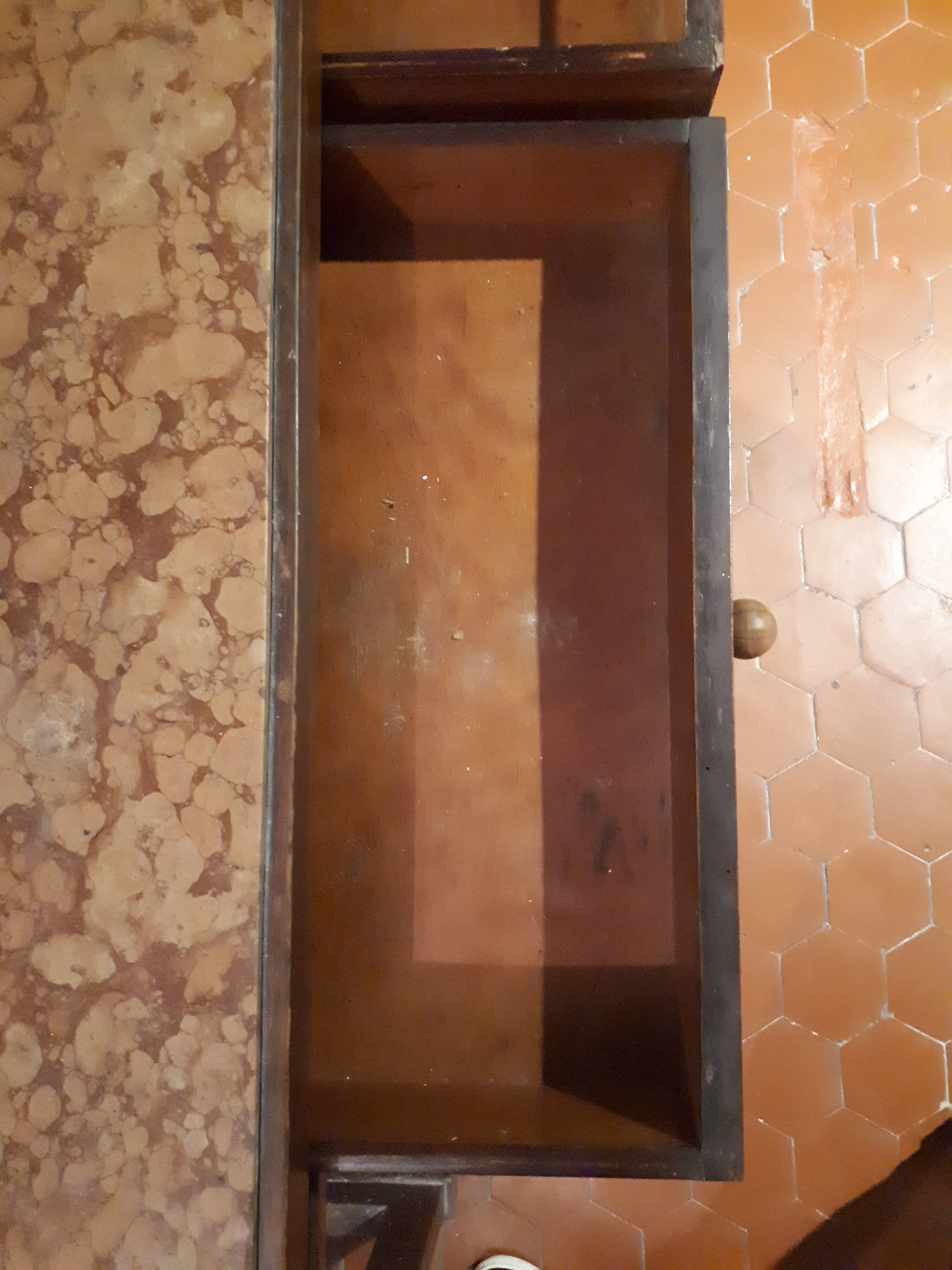 Wooden dressing table Courbet marquetry chevrons art deco Austrian