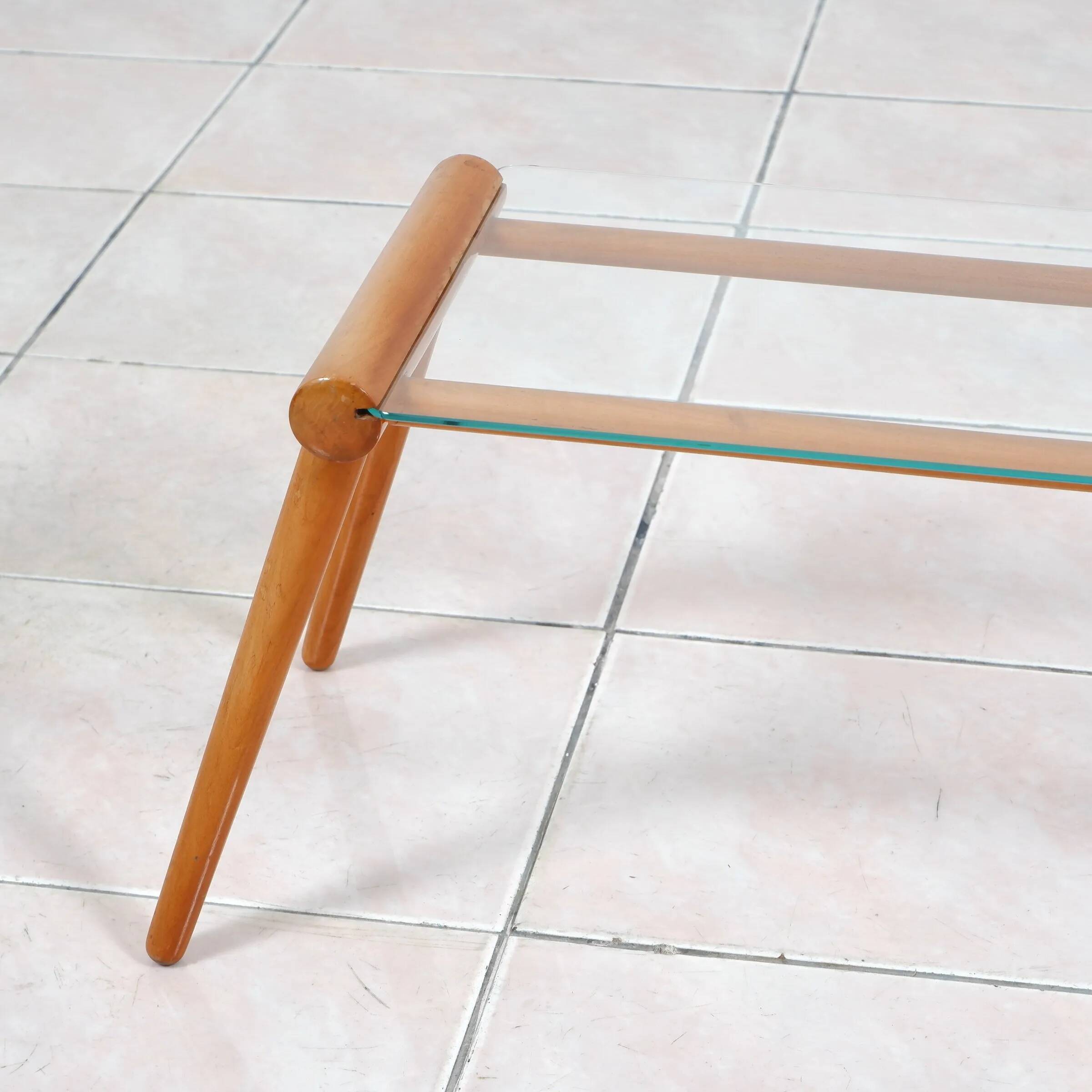 Side table by Max Kment in walnut / glass