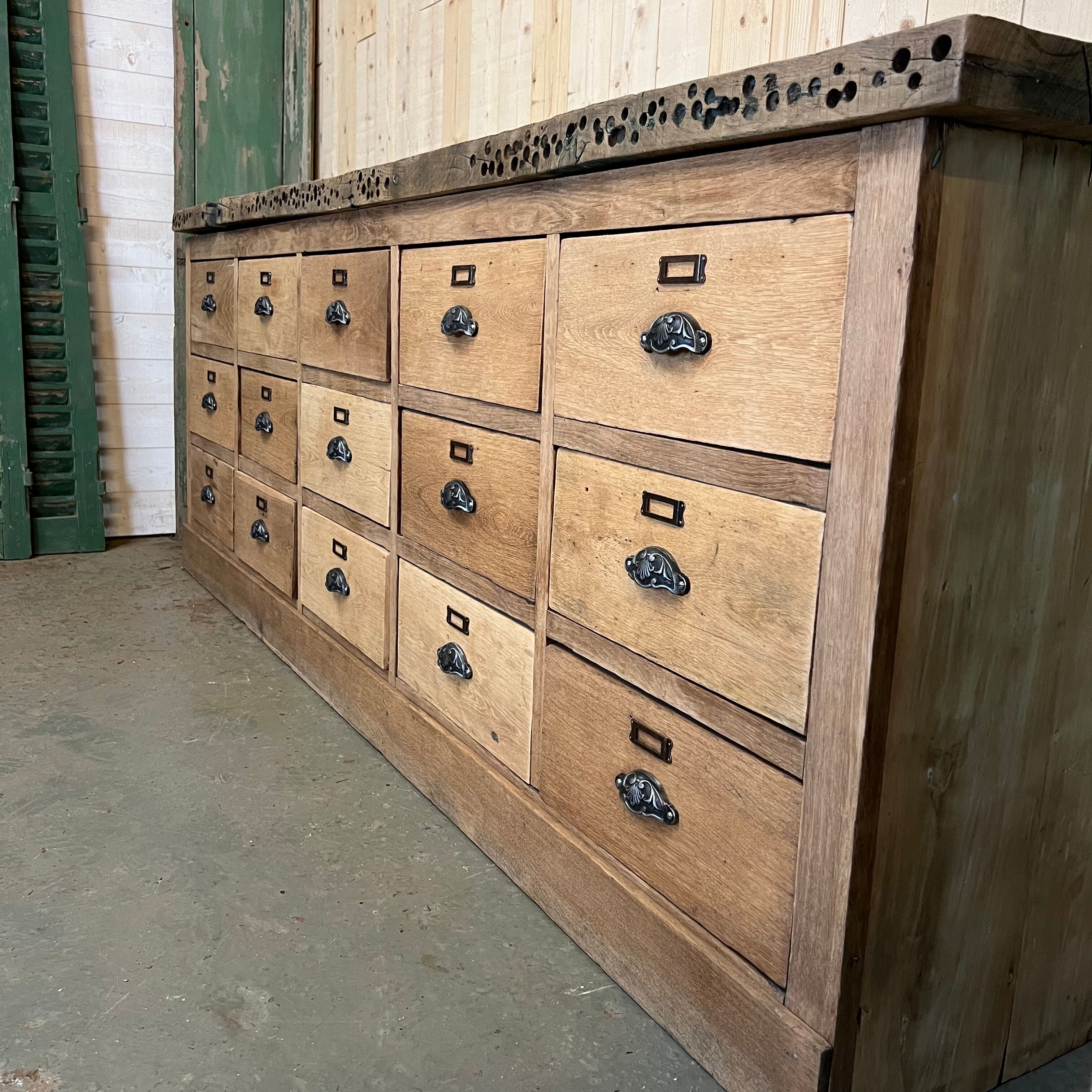 Workshop craft furniture with oak drawers early twentieth century