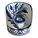 Blue ceramic hand candle holder vintage craft