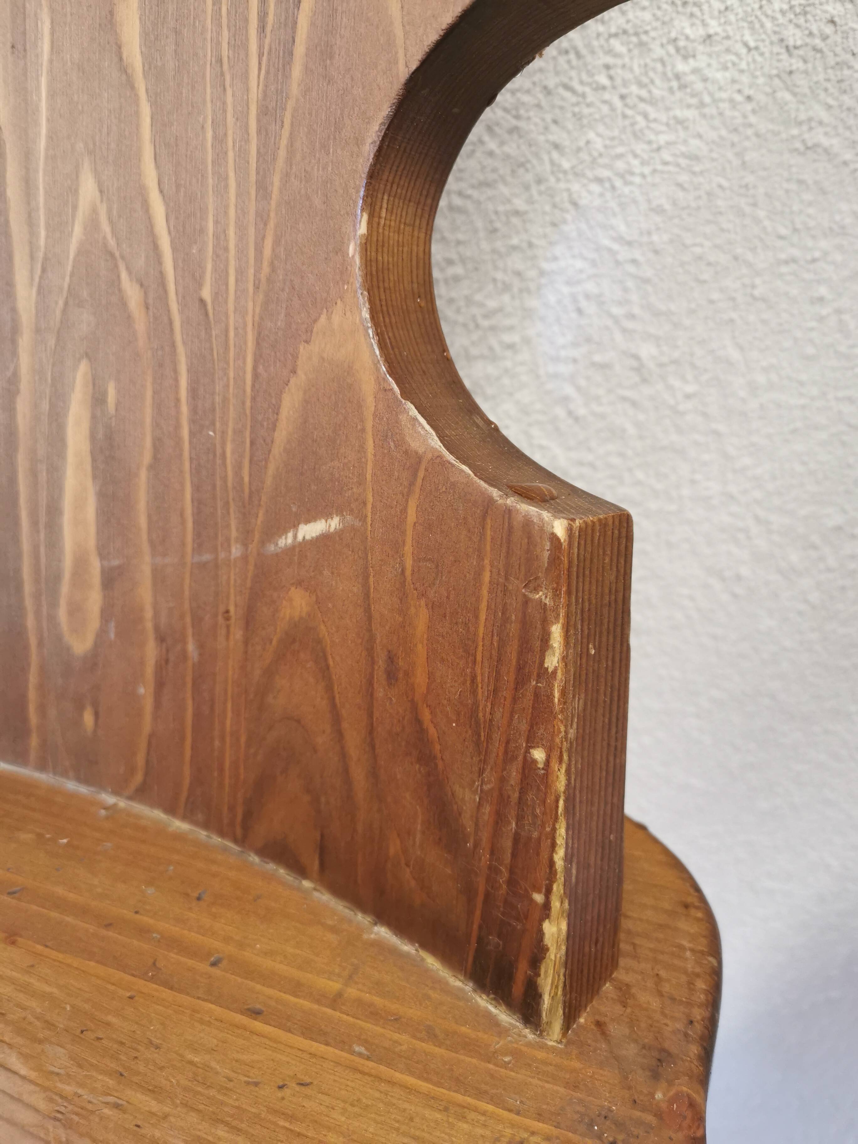 Vintage Tyrolean Wooden Dining Chairs - 1970s Farmhouse Style - Set of 4