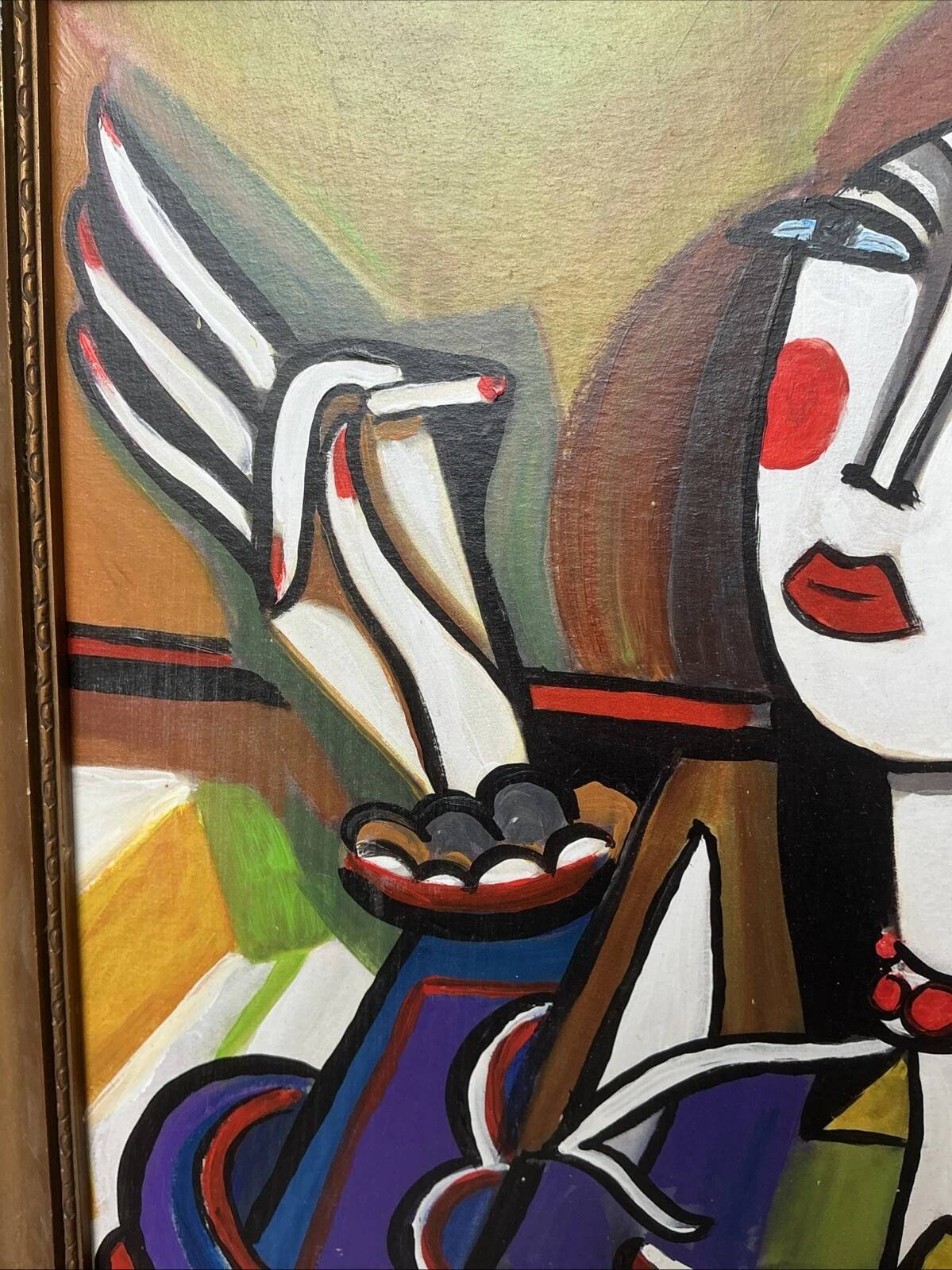 Vintage portrait de style hugó scheiber | expressionniste cubisme femme peinture à l’huile