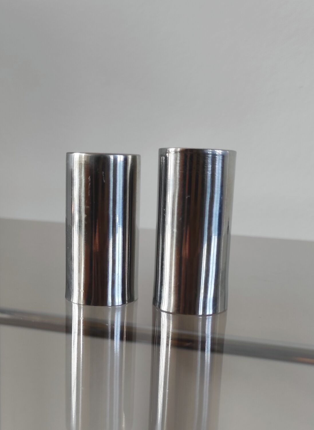 Vintage stainless steel salt and pepper shakers – Scandinavian minimalist design