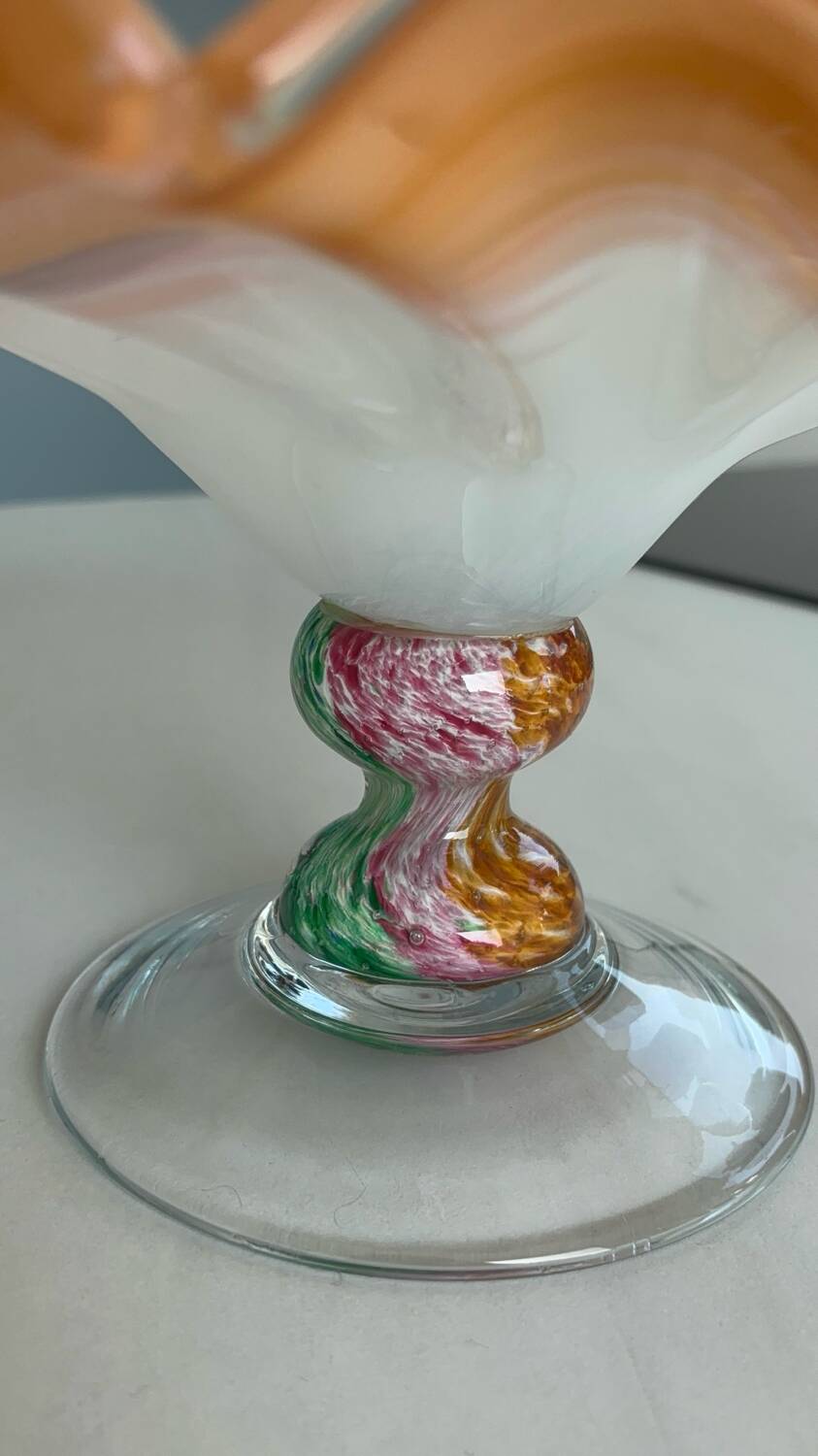 Vintage Murano glass wavy multicoloured centrepiece bowl