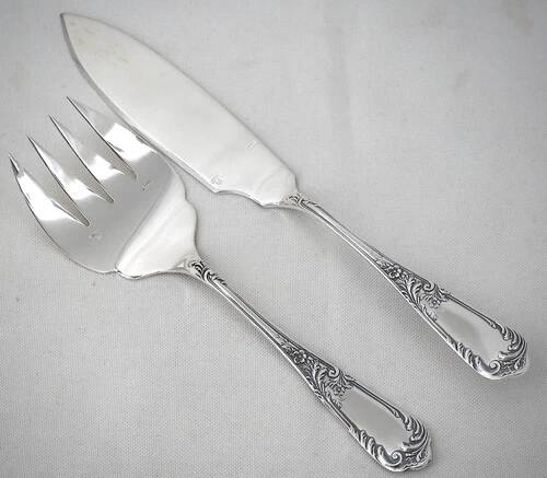 Ercuis Louis XV floral 5-piece service, ragout, fish, cake silver-plated metal