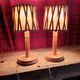 Pair of vintage Louis Sognot lamps in rattan and bamboo from the 60s/70s.