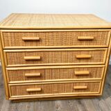Chest of drawers in rattan and bamboo