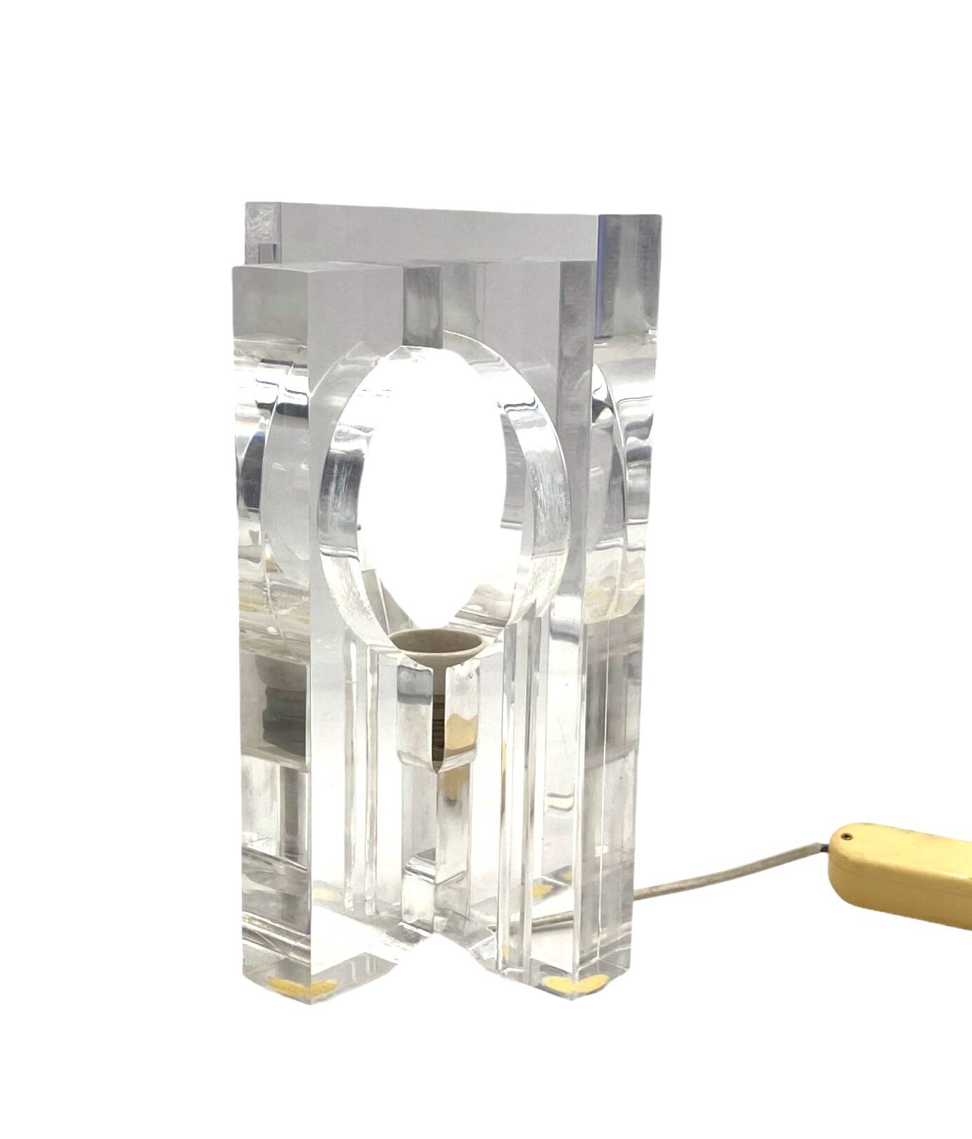 Sandro Petti, sculptural lucite table lamp, Maison Jansen France 1970s