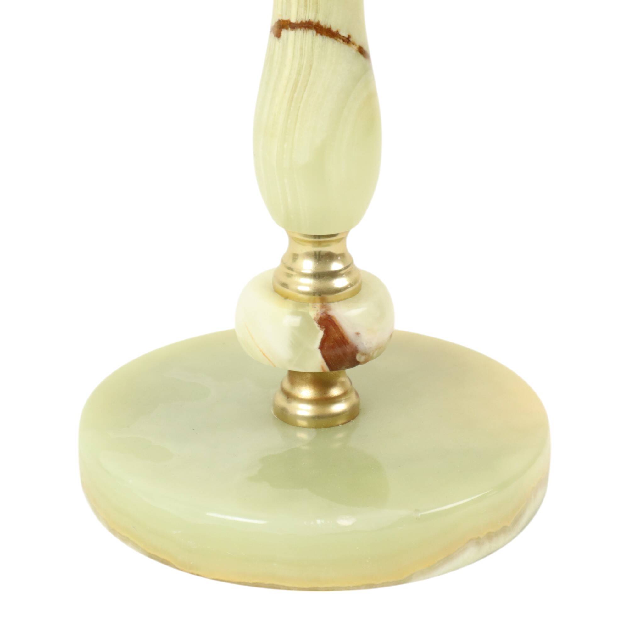 Cendrier décoratif vintage sur pied en laiton et marbre onyx