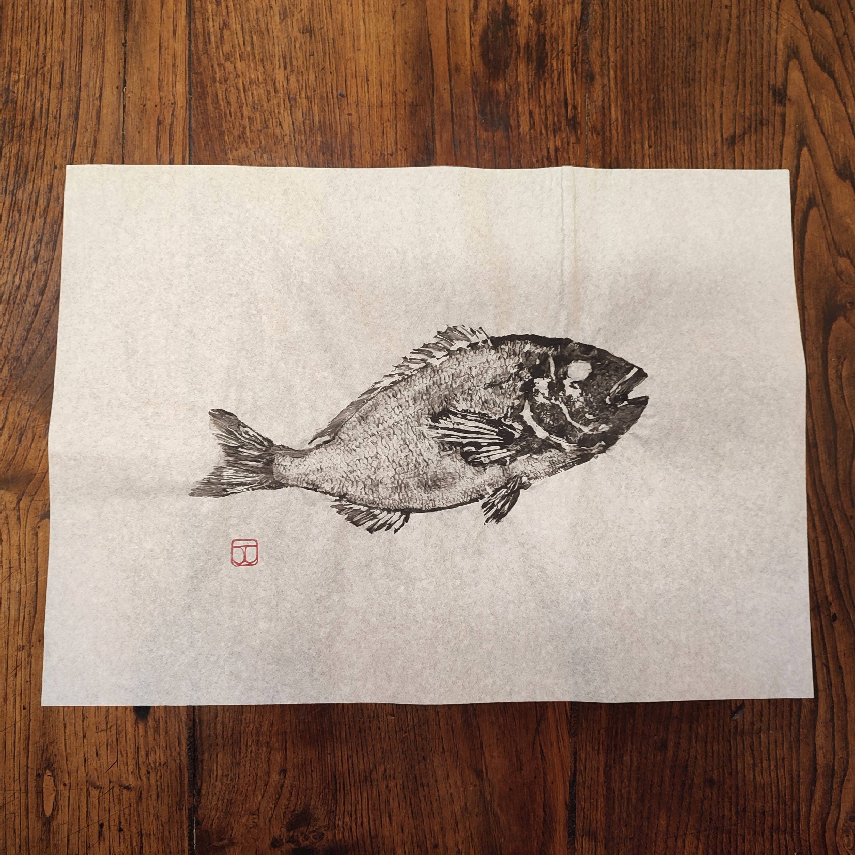 Fish print, original Gyotaku of a sea bream