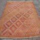 Turkish kilim area rug, vintage kilim rugs runner