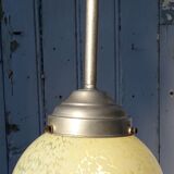 Art deco suspension globe in green clichy glass