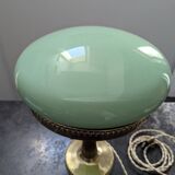 Antique Second Empire Napoleon III table lamp, 1870, brass and opaline glass