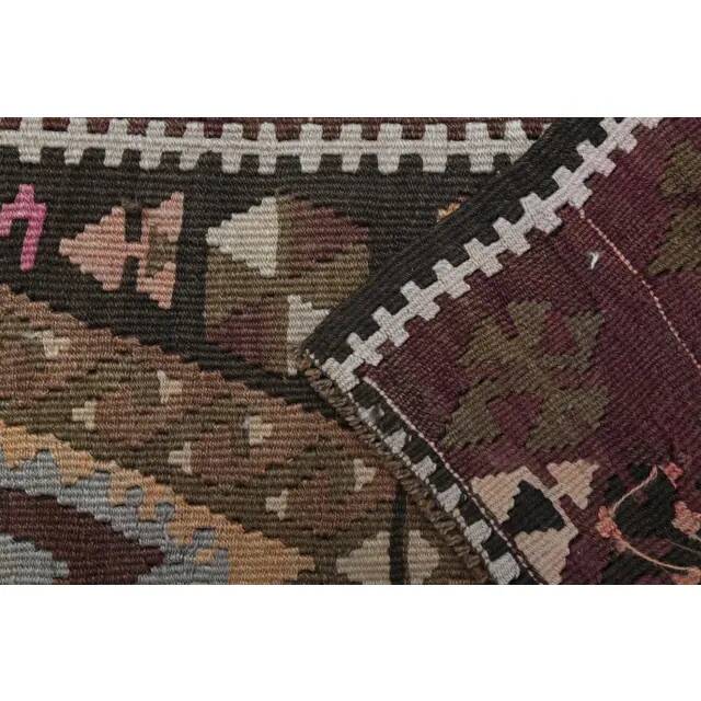 Vintage Turkish Oushak Handmade Wool Cotton Brown Runner Rug 188x416