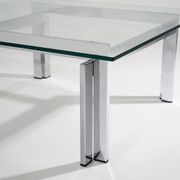 Square coffee table in glass and steel, 1970s