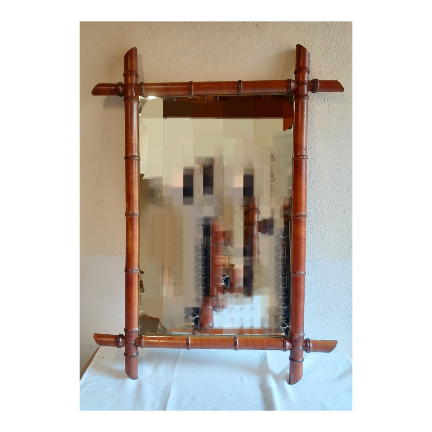 Mirror period 1950 wood beautiful imitation bamboo