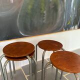 Set of 4 vintage industrial stools 50s