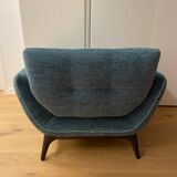 Fauteuil tissu bleu canard
