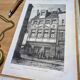 Gravure Vintage Dijon, la maison des Cariatides. 1881