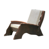 Brutalist elm armchair 1960