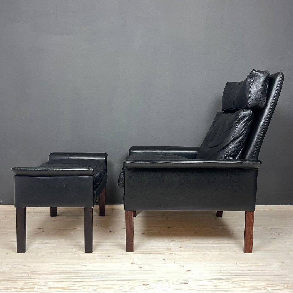 Ensemble de fauteuil lounge et ottoman Mod. 500 attribué à Hans Olsen pour Vatne Møbler, Danemark, années 1960