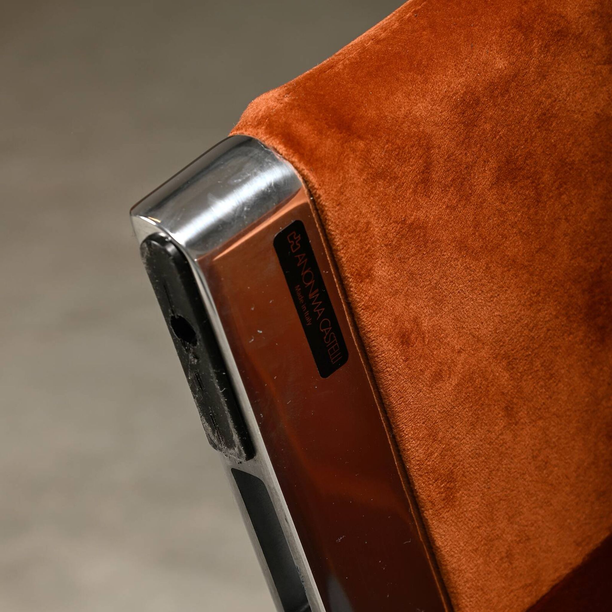 Giancarlo Piretti Alky Lounge Chair in Autumn Velvet for Anonima Castelli, Italy