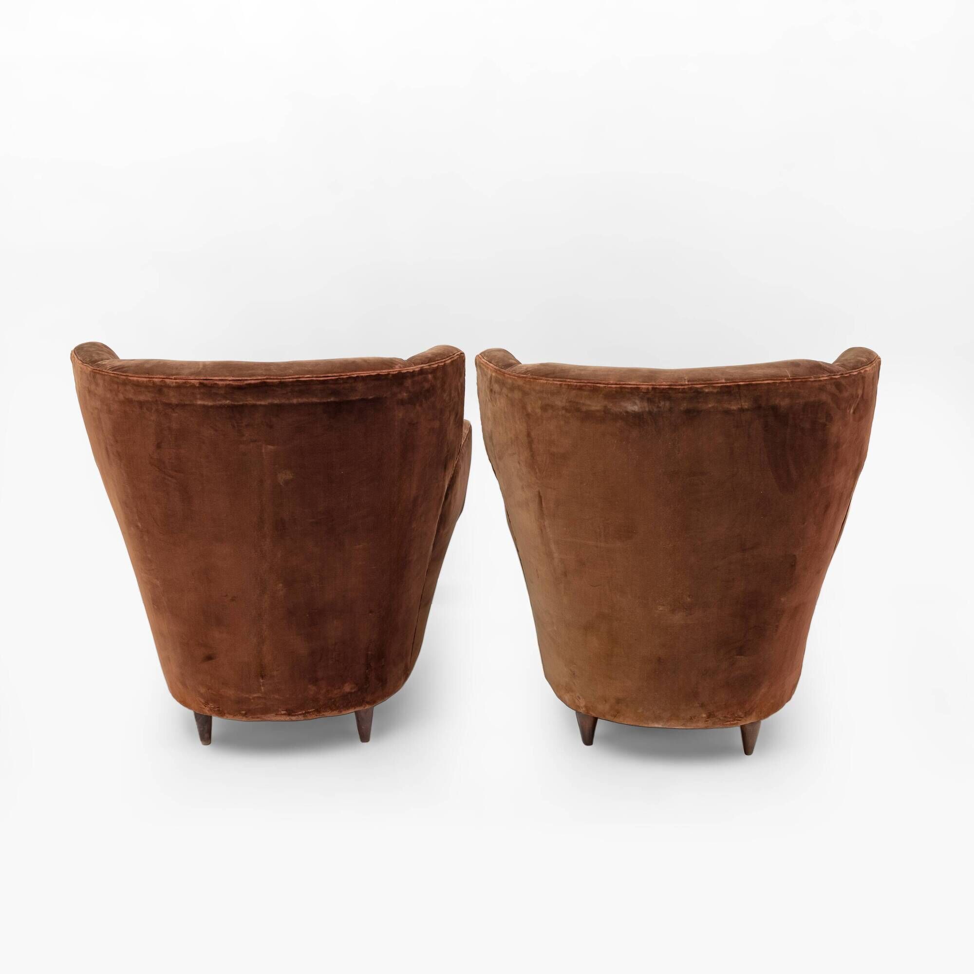 Melchiorre Bega Italian Mid-Century Velvet Armchairs, 1950s, Pair