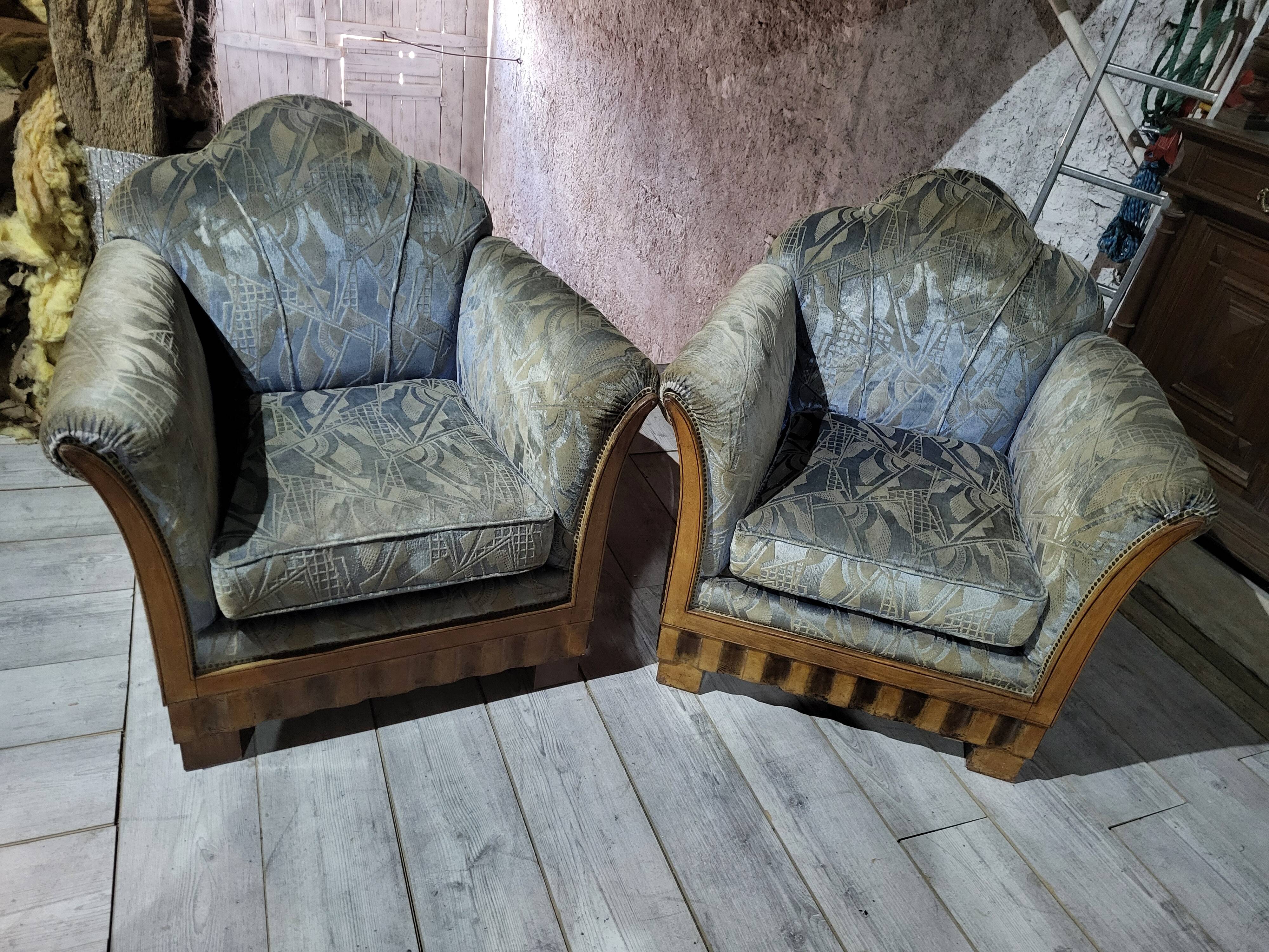 Pair of Art Deco armchairs