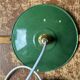 Set of two vintage green and white enamelled sheet metal lampshade pendants