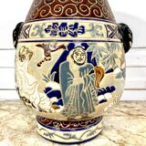 Glazed ceramic vase of the School of Bien-Hoa, Decorations of sages, circa 1930