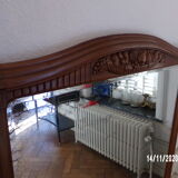 Large bevelled vintage mirror in carved walnut 110x146cm