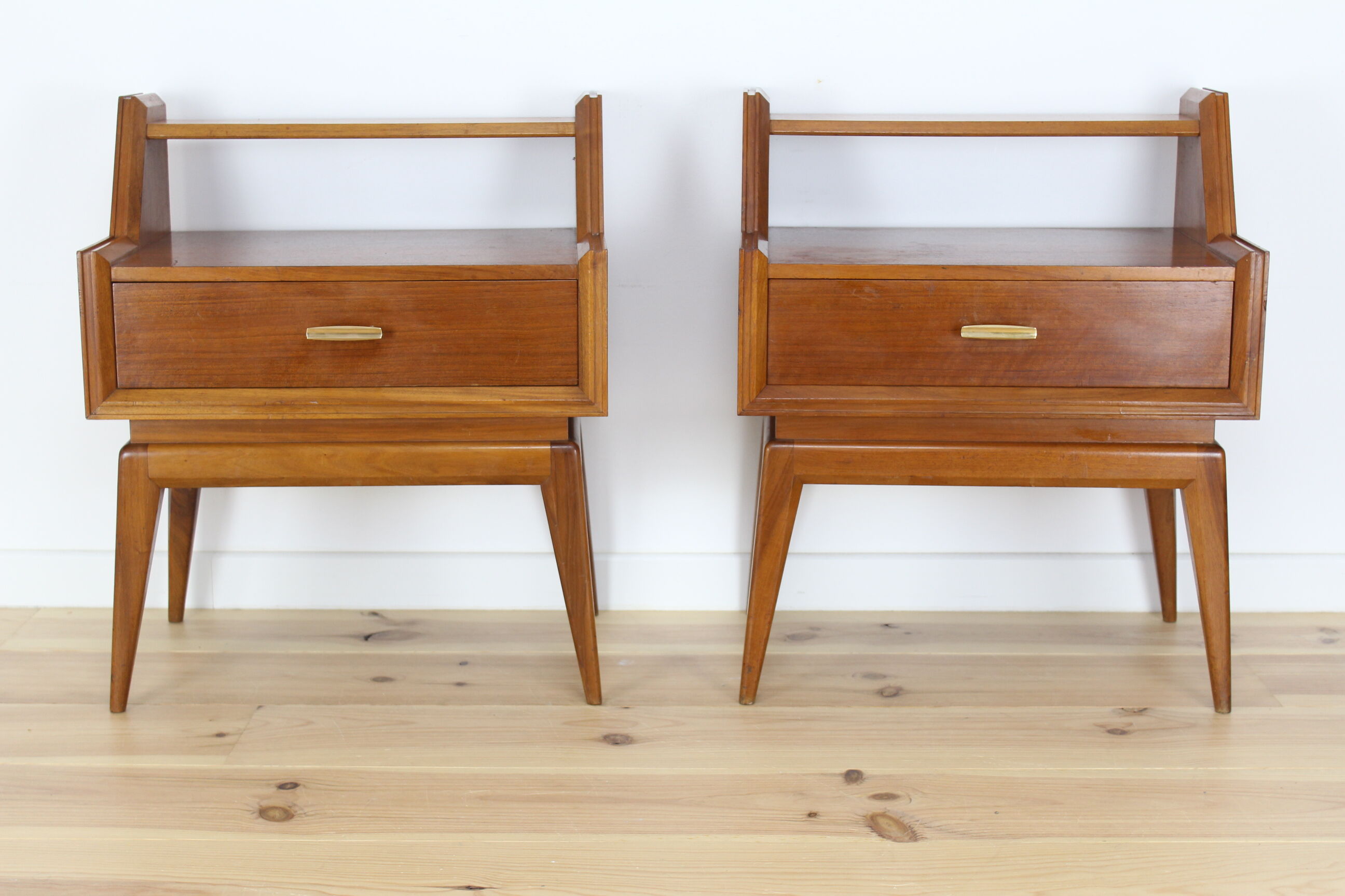 Pair of bedside tables or wooden nightstand, mid century, Scandinavian