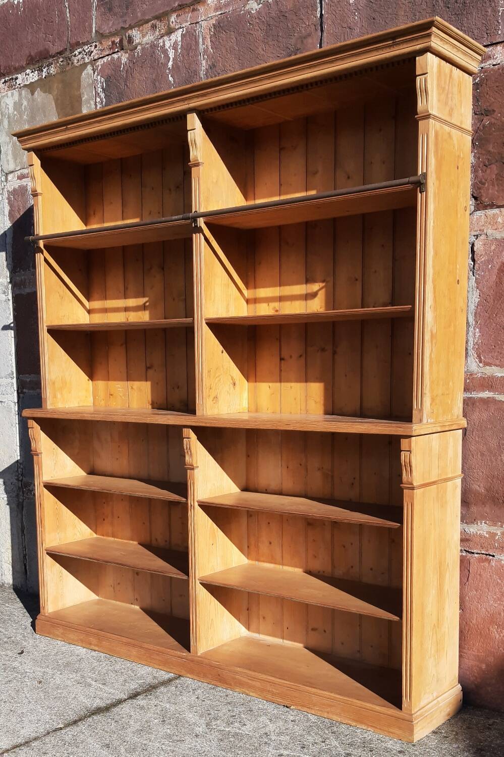 Pine bookcase (251 x 49 x height 288 cm)